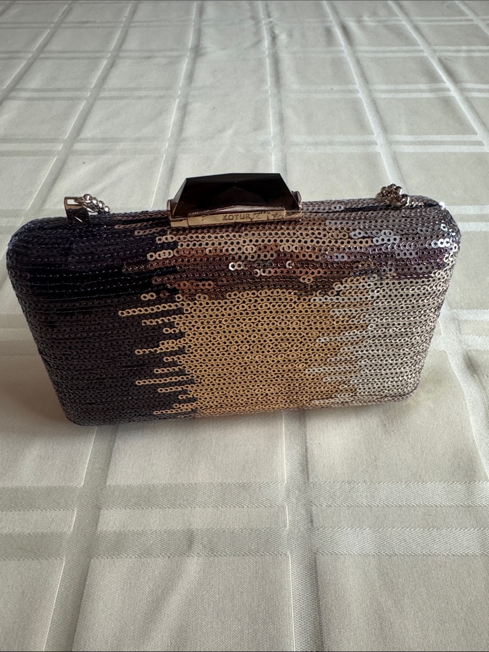 Sequined Ombre Evening Clutch Wristlet in Silver and Black